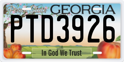 GA license plate PTD3926