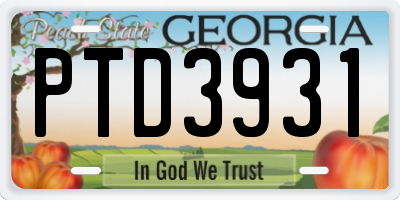 GA license plate PTD3931