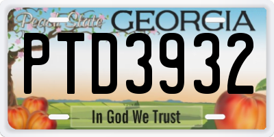 GA license plate PTD3932