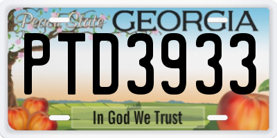 GA license plate PTD3933