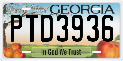 GA license plate PTD3936