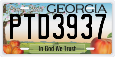 GA license plate PTD3937