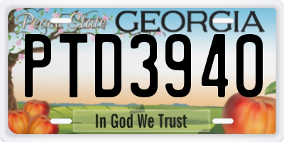 GA license plate PTD3940