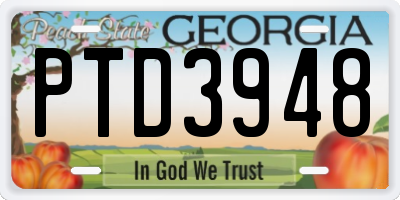 GA license plate PTD3948