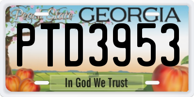 GA license plate PTD3953