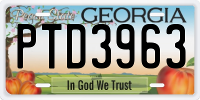 GA license plate PTD3963