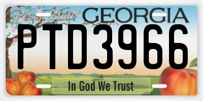 GA license plate PTD3966