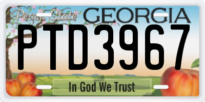 GA license plate PTD3967