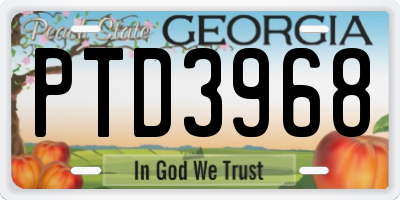 GA license plate PTD3968