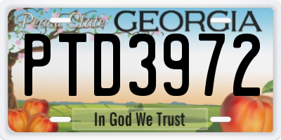 GA license plate PTD3972