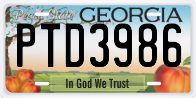 GA license plate PTD3986