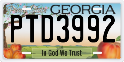 GA license plate PTD3992