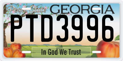 GA license plate PTD3996