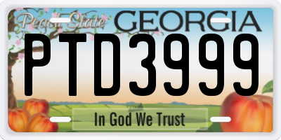 GA license plate PTD3999