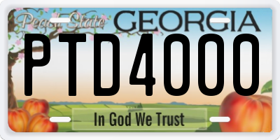 GA license plate PTD4000
