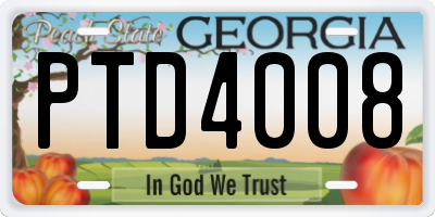 GA license plate PTD4008