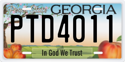 GA license plate PTD4011