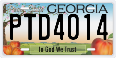 GA license plate PTD4014