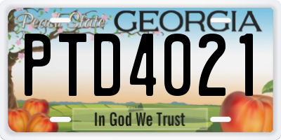 GA license plate PTD4021