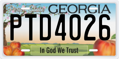 GA license plate PTD4026