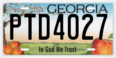 GA license plate PTD4027