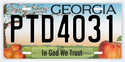 GA license plate PTD4031