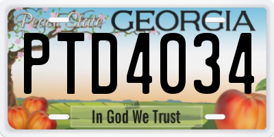 GA license plate PTD4034