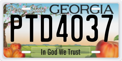 GA license plate PTD4037