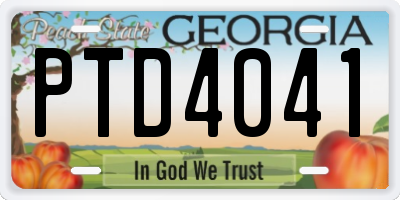 GA license plate PTD4041