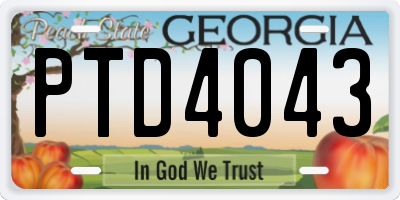 GA license plate PTD4043