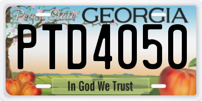 GA license plate PTD4050