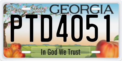 GA license plate PTD4051