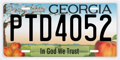 GA license plate PTD4052