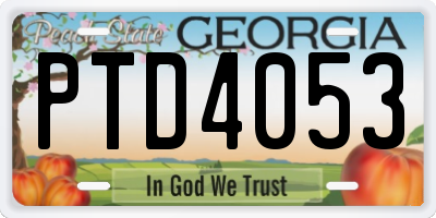 GA license plate PTD4053