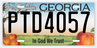 GA license plate PTD4057