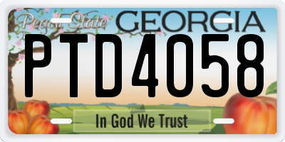 GA license plate PTD4058