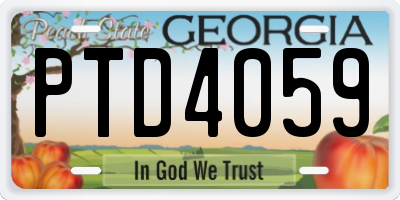 GA license plate PTD4059