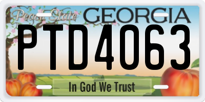 GA license plate PTD4063