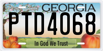 GA license plate PTD4068