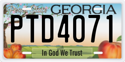 GA license plate PTD4071