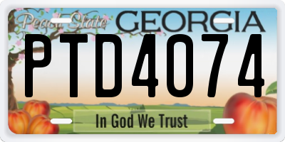 GA license plate PTD4074