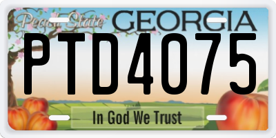 GA license plate PTD4075