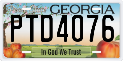 GA license plate PTD4076