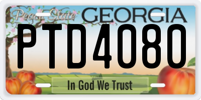 GA license plate PTD4080
