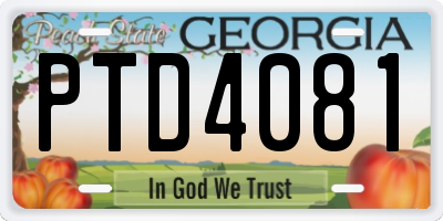 GA license plate PTD4081