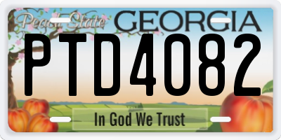GA license plate PTD4082