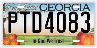 GA license plate PTD4083