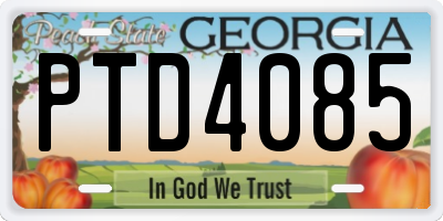 GA license plate PTD4085