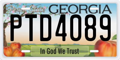 GA license plate PTD4089