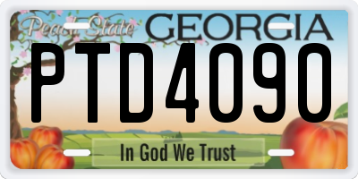 GA license plate PTD4090